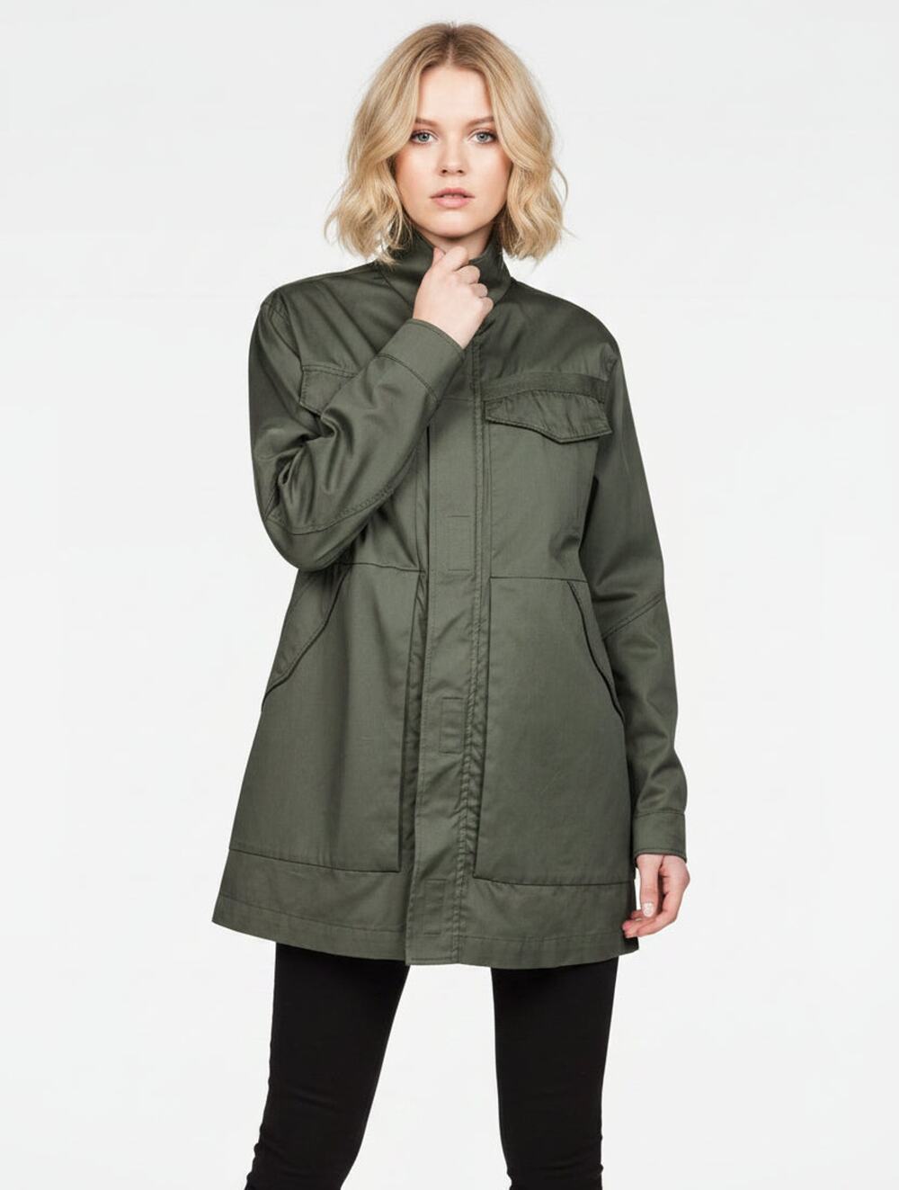 G-Star RAW Womens L Olive Green Military Utility Field Jacket Cotton